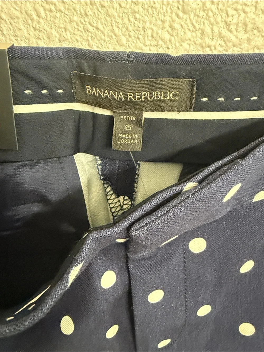 Banana Republic Navy with White Polka Dot Sloan Ankle Pants - Size 6P